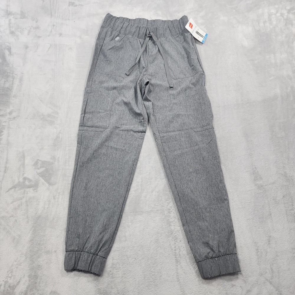Hanes Pants Womens S Gray Comfort Fit Scrubs Jogger Drawstring Pockets Stretch